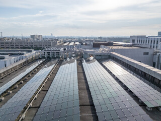 solar power station on roof top of plant building