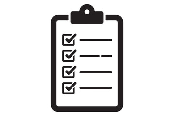 Checklist clipboard silhouette icon for task management and planning isolated on white background