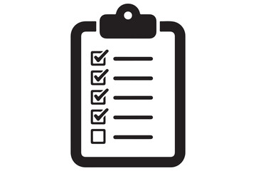 Checklist clipboard silhouette icon for task management and planning isolated on white background