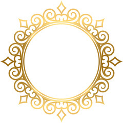 Gold ornamental round vector frame 06