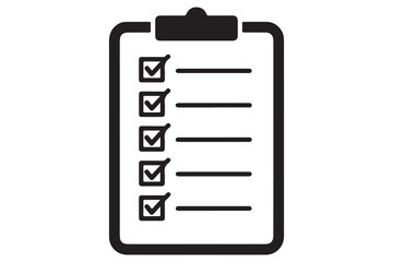 Checklist clipboard silhouette icon for task management and planning isolated on white background