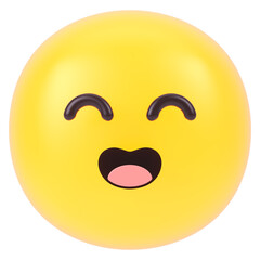 smiley face with a smile on the face 3d render icon in cartoon plastic style minimal isolated on transparent white background	
