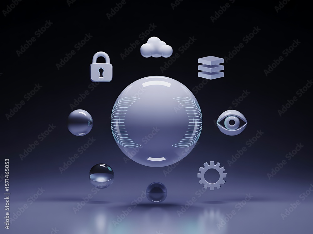 Poster abstract digital network security concepts technology