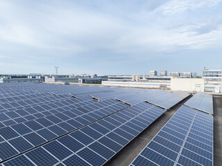 solar power station on roof top of plant building