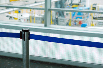 Airport barrier and terminal view. Travel, tourism, transportation.
