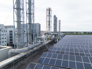 solar power station on roof top of plant building
