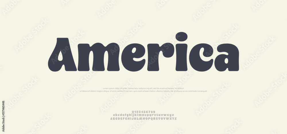 Poster american sans serif font with vintage style typography. alphabet vector font with uppercase, lowerca