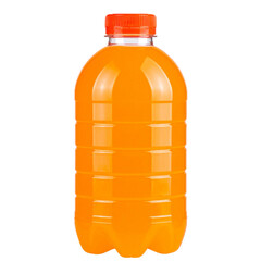 plastic orange soda bottle isolated on white or transparent png