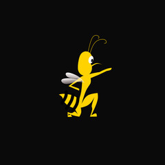 vector illustration of a dancing yellow bee  