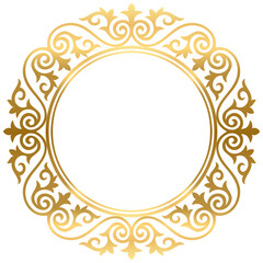 Gold ornamental round vector frame 07
