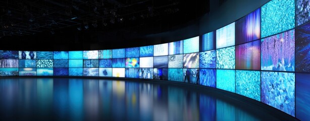 The immersive digital display with vibrant blue visuals and modern design.
