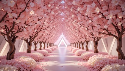 Surreal Pastel Blossom Tunnel for Dream Weddings and Artistic Installations