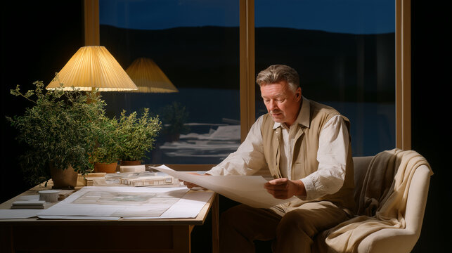 Architect Reviewing Model in Office Setting