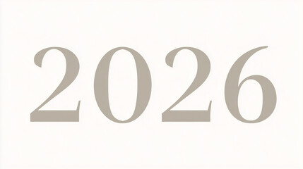 Large white numbers forming the year 2026. concept of new beginning