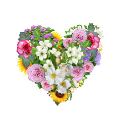 Flowers Heart Clipart, Flower Heart Png, Floral Heart Png, Love Png
