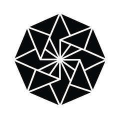 Black Geometric Pinwheel Icon Vector Illustration