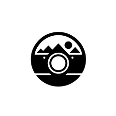 Camera with Mountains Inside Lens SVG