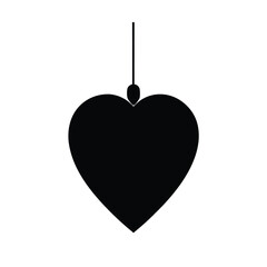 Obraz premium Black Hanging Heart Mobile Icon Vector Illustration