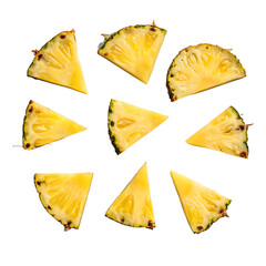 Naklejka premium Pineapple Slices Radiating isolated on transparent background