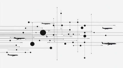 Abstract representation of air travel routes.
