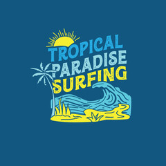 Tropical Paradise Surfing vector graphic design