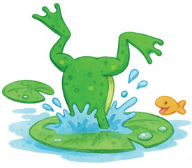 funny-frog-forky-forky-long-jump-fail-on-lotus-leaf-watercolor