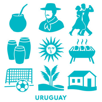vector isolated blue color uraguay traditional cultural symbols