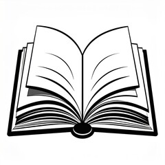 Open Book With White Pages And Black Outline