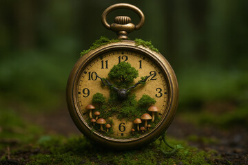 Miniature Fantasy Garden Growing on a Clock Face