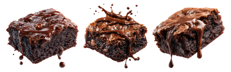 Rich chocolate brownies glossy fudge drizzle dessert image