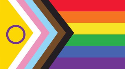 Intersex-inclusive Progress Pride Flag, Pride month, gay community and freedom concept.