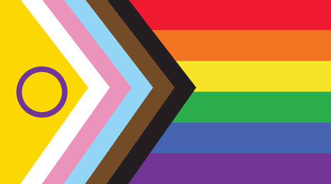 Intersex-inclusive Progress Pride Flag, Pride month, gay community and freedom concept.
