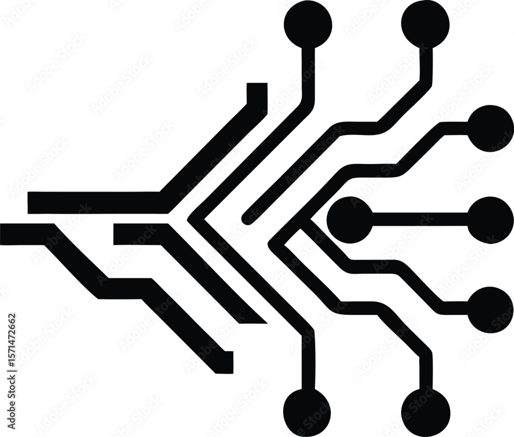 Aufkleber abstract black circuit board design graphic element technology network connection lines dots vector