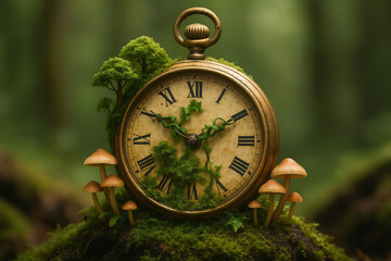 Miniature Fantasy Garden Growing on a Clock Face
