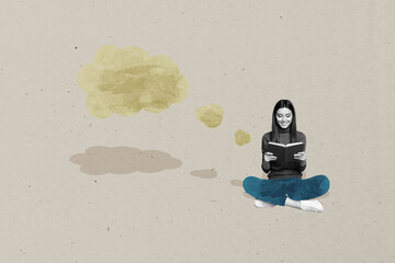 Collage of colorful speech bubbles symbolizing digital chatting modern communication internet...