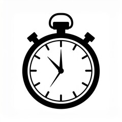 Classic Black Stopwatch On White Background