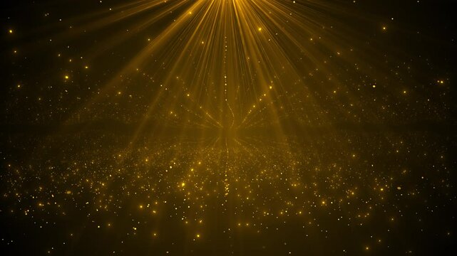 Abstract glittering gold background shiny glossy sparkles. particles sequins light bokeh gold glitter particles. Rain of golden confetti magic light, glamour. Beautiful animated Christmas background.