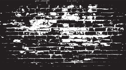 A monochrome image showing a brick wall with heavy contrast and distressed texture in black and white tones