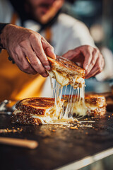 Grilled Cheese Vendor with Stretching Melt