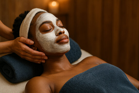 Spa Facial Relaxation for Black Woman