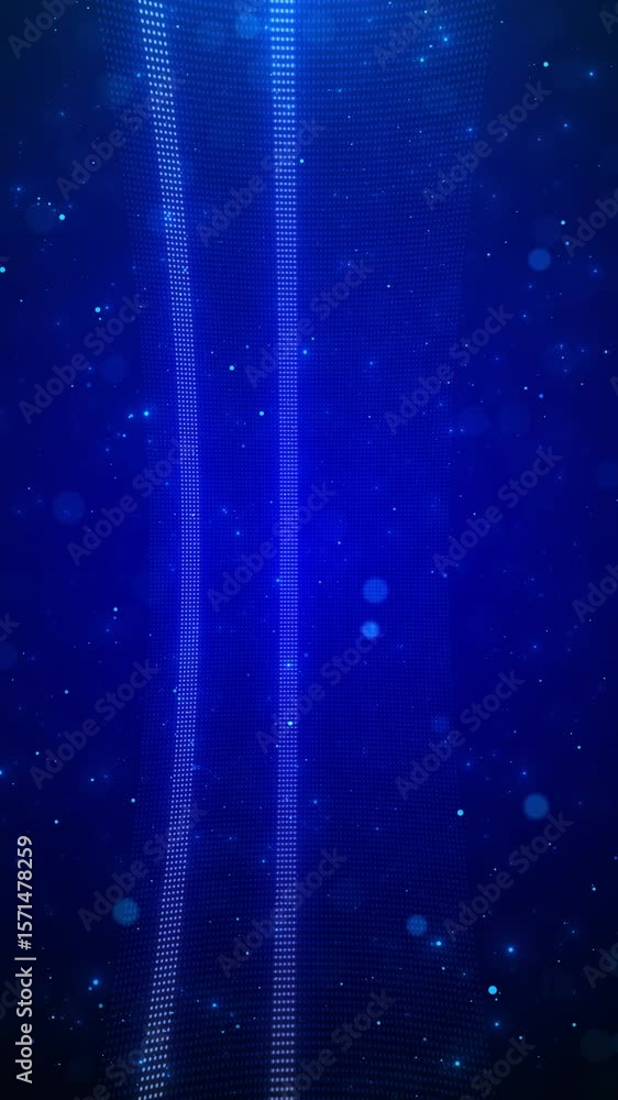 Poster digital technology background featuring big data visualization, polygonal particle connections, and 