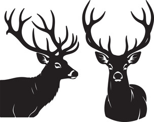Naklejka premium A versatile vector silhouette illustrating a wild stag or reindeer, perfect for nature and Christmas designs