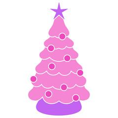 cute pink christmas tree vector