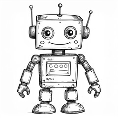Fototapeta premium Vintage Robot Illustration On White Background