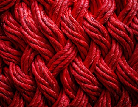 red twisted rope texture with intricate braiding and vibrant color details