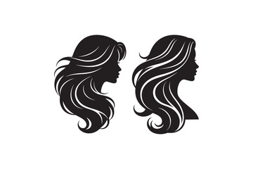 Female Head Silhouette with Long Hair Beautiful Female Hairstyle Outline