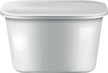 Realistic yogurt box, sour cream, jam and other products package, vector 3D mock up of white plastic container with lid