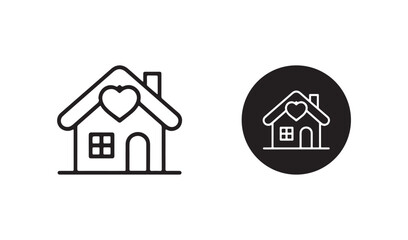House with heart icon symbol representing love and home isolated on white background