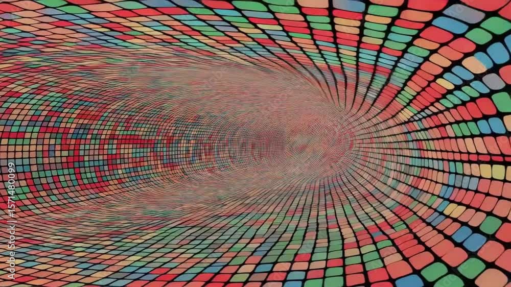 Poster geometric tile pattern with colors moves in a dynamic animation loop