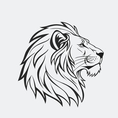 Lion Head Logo Icon  Vector Illustration on Isolated Background